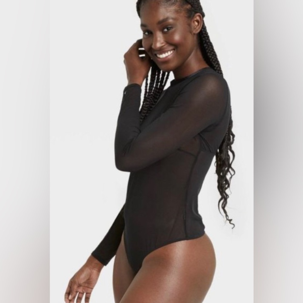 NWT Auden Sheer Thong Bodysuit